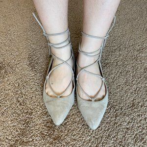 Crossed Laced Ballet Flats